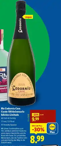 Lidl Bio Codorníu Cava Cuvée 150 Aniversario Edición Limitada Angebot
