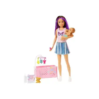 Netto Marken-Discount Mattel HJY33 - Barbie Skipper Babysitters Inc. - Puppe mit Gitterbett, Baby & Zubehör Spielset Angebot