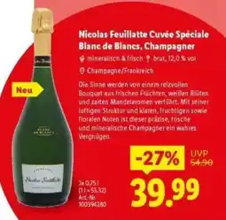 Lidl Nicolas Feuillatte Cuvée Spéciale Blanc de Blancs, Champagner Angebot