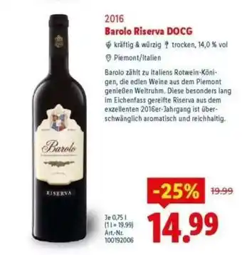 Lidl Barolo Riserva DOCG Angebot