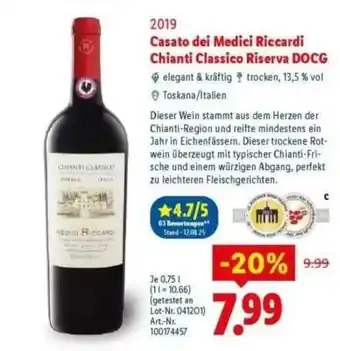 Lidl Casato dei Medici Riccardi Chianti Classico Riserva DOCG Angebot