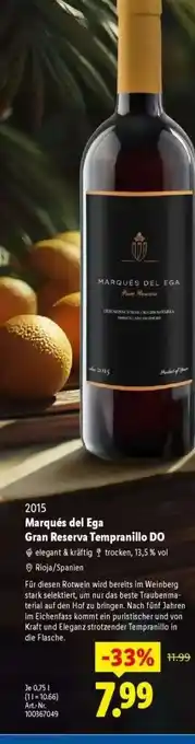 Lidl Marqués del Ega Gran Reserva Tempranillo DO Angebot