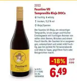 Lidl Faustino VII Tempranillo Rioja DOCa Angebot