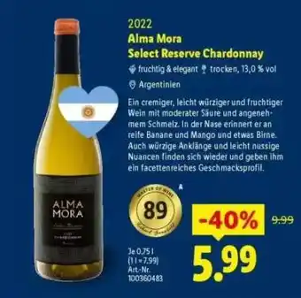 Lidl Alma Mora Select Reserve Chardonnay Angebot