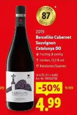 Lidl Barceliño Cabernet Sauvignon Catalunya DO Angebot