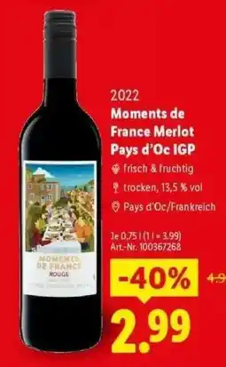 Lidl Moments de France Merlot Pays d'Oc IGP Angebot