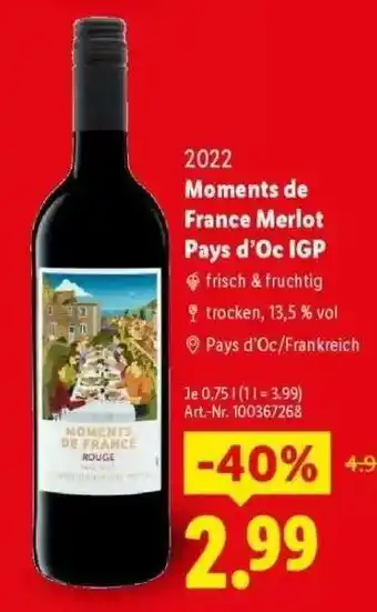 Lidl Moments de France Merlot Pays d'Oc IGP Angebot