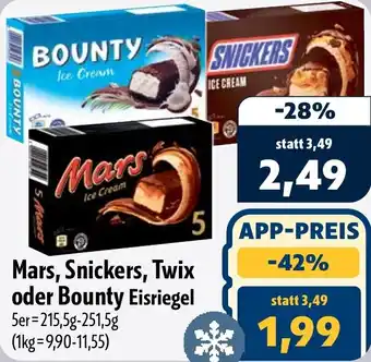 Aktiv Irma Mars, Snickers, Twix oder Bounty Eisriegel Angebot