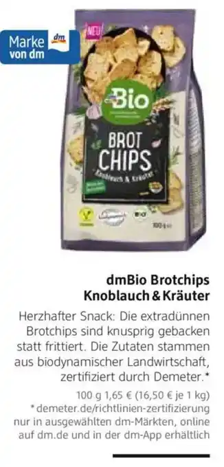 dm drogerie dmBio Brotchips Knoblauch & Kräuter Angebot