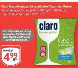 Globus Claro maschinengeschirrspülmittel tabs Angebot