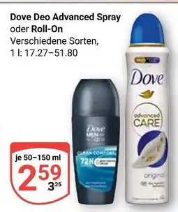 Globus Dove deo advanced spray oder roll-on Angebot