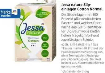 dm drogerie Jessa nature Slipeinlagen Cotton Normal Angebot