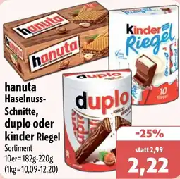 Aktiv Irma hanuta Haselnuss Schnitte, duplo oder kinder Riegel Angebot