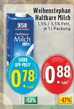 Edeka Weihenstephan haltbare milch 1,5% fett Angebot