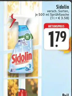 Edeka Sidolin streifenfrei all-in-1 sprühflasche Angebot