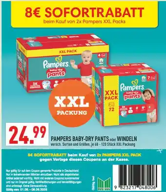 Marktkauf Pampers baby-dry pants oder windeln Angebot