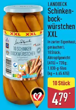 Aldi Nord LANDBECK Schinkenbockwürstchen XXL Angebot