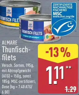 Aldi Nord ALMARE Thunfischfilets Angebot