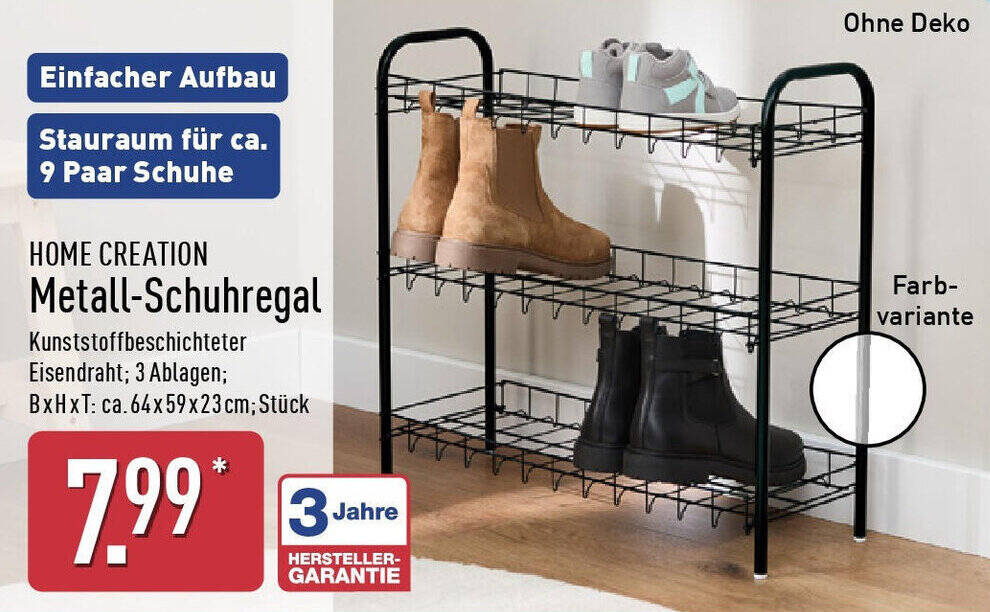 HOME CREATION Metall-Schuhregal Angebot bei Aldi Nord