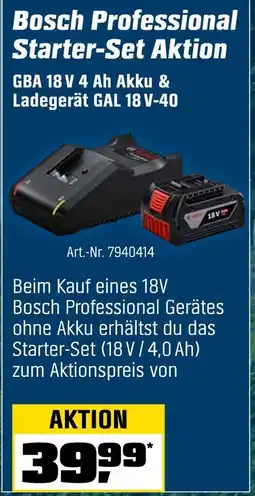 OBI Bosch professional starter-set gba 18 v 4 ah akku & ladegerät gal 18 v-40 Angebot