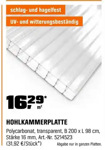 OBI Hohlkammerplatte Angebot