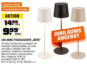 OBI Led-akku-tischleuchte „bota“ Angebot