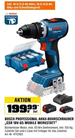 OBI Bosch professional akku-bohrschrauber gsr 18v-65 mobile werkstatt Angebot