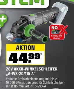 OBI 20v akku-winkelschleifer a-ws-20/115 a Angebot