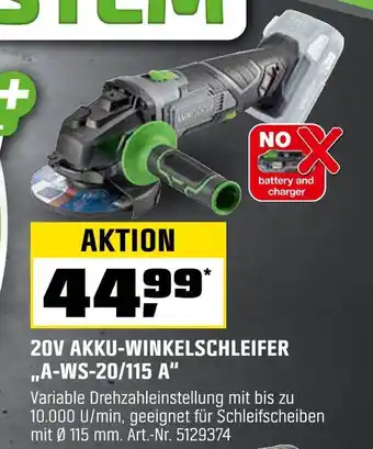 OBI 20v akku-winkelschleifer a-ws-20/115 a Angebot