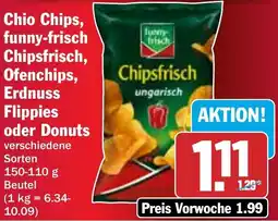 HIT Chio Chips, funny-frisch Chipsfrisch, Ofenchips, Erdnuss Flippies oder Donuts Angebot