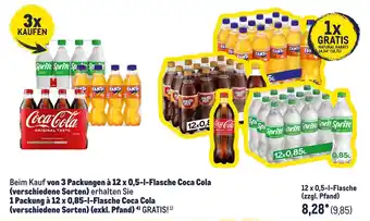 METRO Beim Kauf von 3 Packungen à 12 x 0,5-1-Flasche Coca Cola Angebot