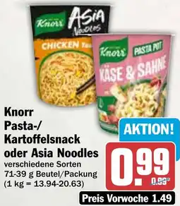 HIT Knorr Pasta-/ Kartoffelsnack oder Asia Noodles Angebot