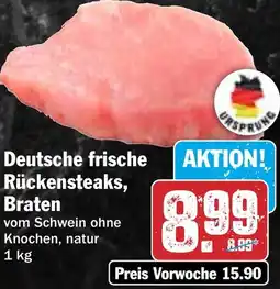 HIT Deutsche frische Rückensteaks, Braten Angebot