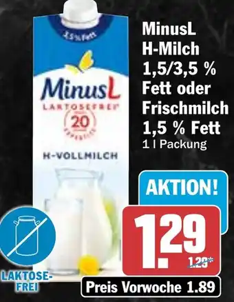 HIT MinusL H-Milch oder Frischmilch Angebot