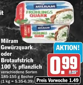 HIT Milram Gewürzquark oder Brotaufstrich 100% pflanzlich Angebot