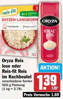 HIT Oryza Reis lose oder Reis-fit Reis im Kochbeutel Angebot