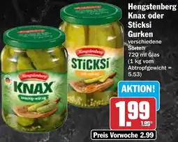 HIT Hengstenberg Knax oder Sticksi Gurken Angebot
