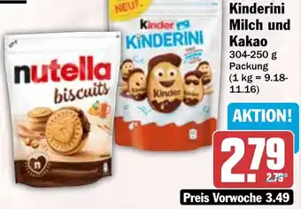 HIT Nutella Biscuits oder kinder Kinderini Milch und Kakao Angebot