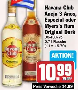 HIT Havana Club Añejo 3 Años, Especial oder Myers's Rum Original Dark Angebot