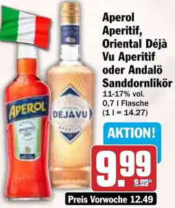 HIT Aperol Aperitif, Oriental Déjà Vu Aperitif oder Andalö Sanddornlikör Angebot
