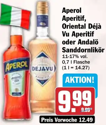 HIT Aperol Aperitif, Oriental Déjà Vu Aperitif oder Andalö Sanddornlikör Angebot