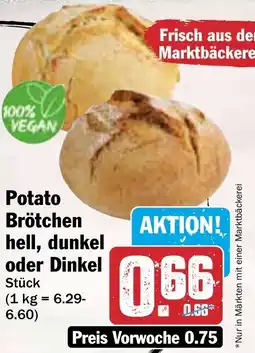 HIT Potato Brötchen hell, dunkel oder Dinkel Angebot