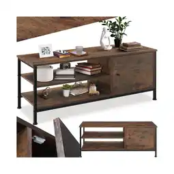 Netto Marken-Discount tectake TV-Regal, Industrial Style, 2 offene Fächer, Staufach mit Magnettür, 110 x 40 x 45,5 cm Angebot