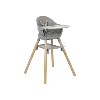 Netto Marken-Discount Kikkaboo Kinderhochstuhl Woody 3 in 1 Holzbeine Kinderstuhl Fußstütze Tablett grau Angebot