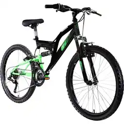 Netto Marken-Discount Galano FS240 Jugendfahrrad 24 Zoll Mountainbike ab 8 Jahre 130 - 145 cm 21 Gänge schwarz/grün Angebot