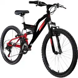 Netto Marken-Discount Galano FS240 Jugendfahrrad 24 Zoll Mountainbike ab 8 Jahre 130 - 145 cm 21 Gänge schwarz/rot Angebot