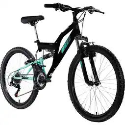 Netto Marken-Discount Galano FS240 Jugendfahrrad 24 Zoll Mountainbike ab 8 Jahre 130 - 145 cm 21 Gänge schwarz/türkis Angebot
