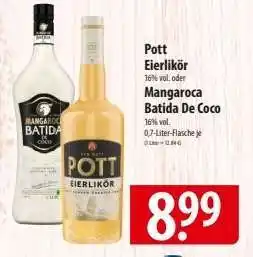 Famila Nord Ost Pott Eierlikör oder Mangaroca Batida De Coco Angebot
