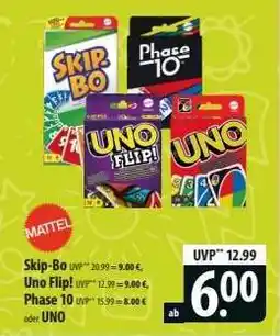 Famila Nord Ost Skip-Bo, Uno Flip!, Phase 10, UNO Angebot