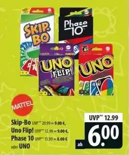 Famila Nord Ost Skip-Bo, Uno Flip!, Phase 10, UNO Angebot